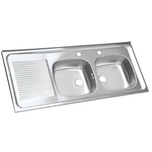 Lavaplatos Sobreponer 1200 x 500 mm izquierdo con rebalse Inox Splendid