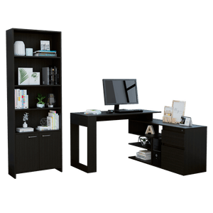 Combo Office 21 Escritorio + Biblioteca Wengue Tuhome