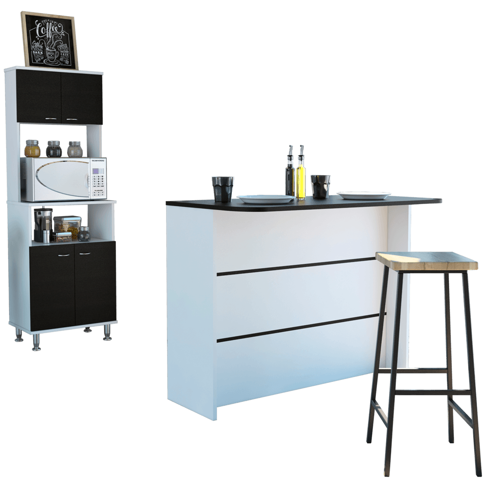 Combo Kitchen 16 Mueble Microondas + Barra de Cocina TuHome Blanco