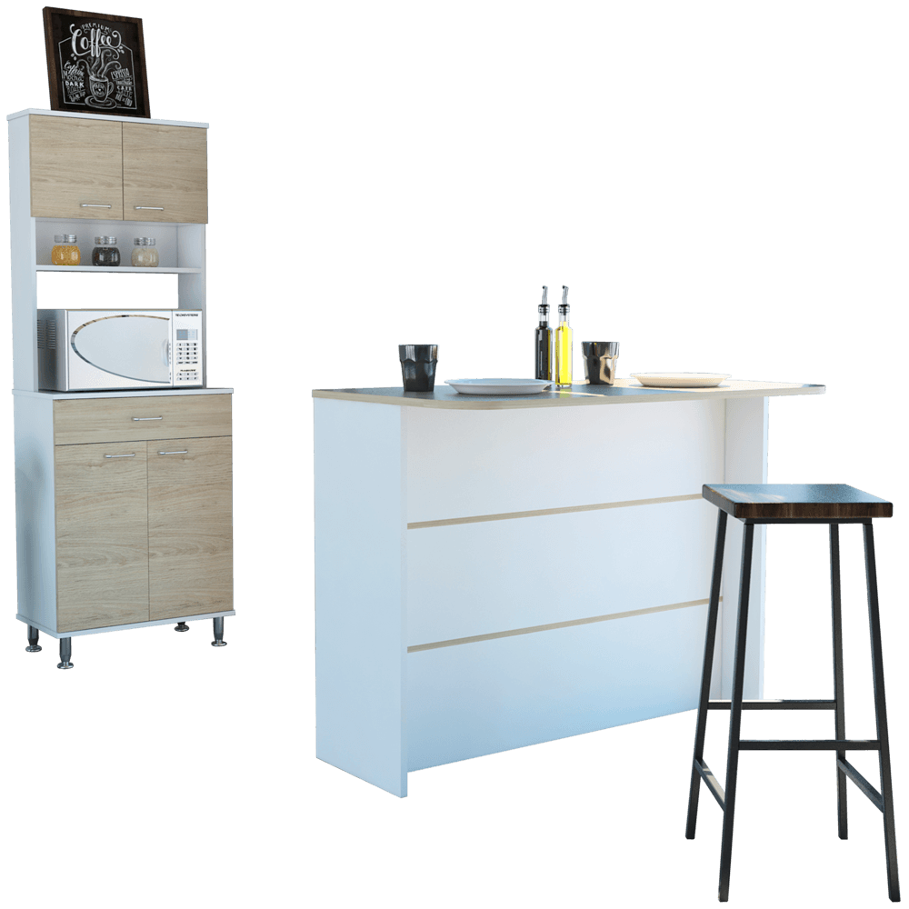 Combo Kitchen 20 Mueble Microondas + Barra de Cocina TuHome Blanco