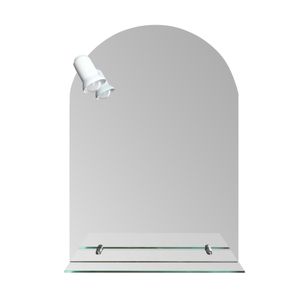 Espejo con Repisa 50x70 medio punto con bandeja inferior y luz Taumm