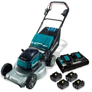 Cortacésped Inalámbrica + 4 Baterías 18V 5.0Ah + Cargador Rápido Doble DLM533PT4 Makita