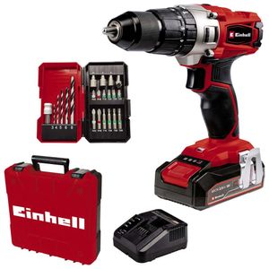 Taladro Percutor Inalámbrico 0-1600 45Nm 1X2,0 Ah, Cargador Rápido + E-Box + Accesorios TE-CD 18/45 3X-Li+22 1x2,0Ah Einhell