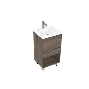 Mueble Medium a Piso + Lavatorio Roble Café Grisáceo Rohoi