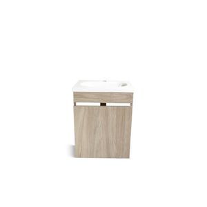 Mueble Básico sin Tirador a Muro + Lavatorio Madera Natural Rohoi