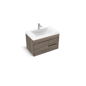 Mueble Organizador A Muro St Joseph + Lavatorio (Roble Café / Grisaceo Rohoi