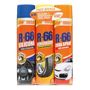 Tri Pack Silicona + Renovador + Cera Spray 650 Cc R-66