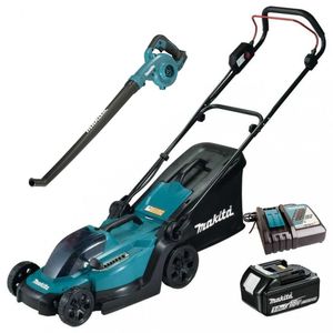CORTADORA DE CESPED INALAMBRICA 18V 13" 330MM + BATERIA 5.0AH + CARGADOR RÁPIDO + SOPLADOR 18V DUB186Z - DLM330RT-1 MAKITA