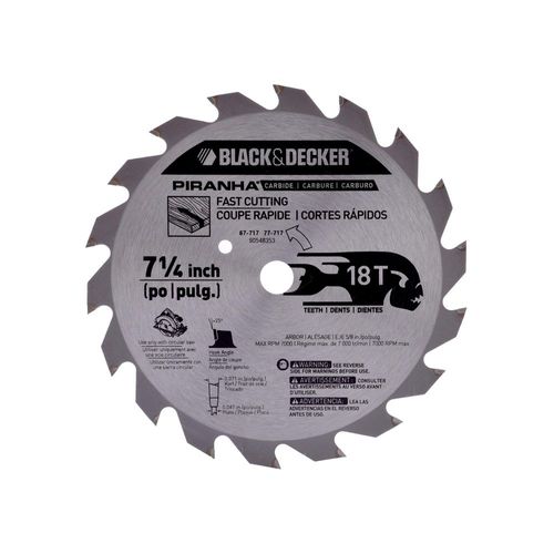 Disco Corte 7 1/4” 18 Dientes Black And Decker Acero