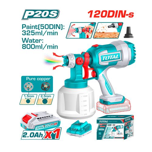 Pistola Pulverizadora Inalambrica Total 20V 800ml Pintura P20S -TOTAL
