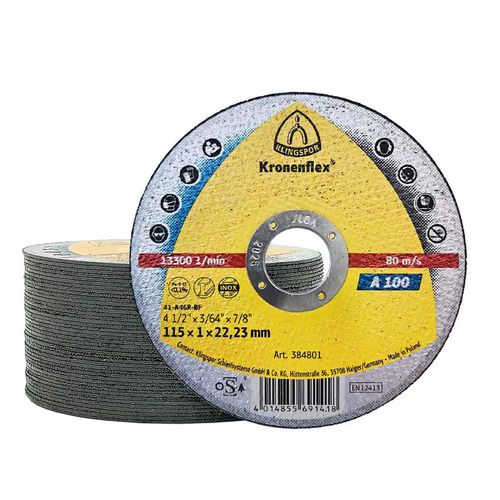 DISCO CORTE 4-1/2" ACERO INOX A100 (115 X 1,0 X 22,23 ) - CAJA 50UN. (KLINGSPOR)