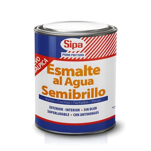 Esmalte al Agua Semibrillo 1/4GL Blanco Sipa