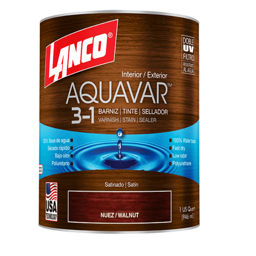 Barniz Aquavar Nuez 1/4Gl Lanco