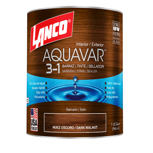 Barniz Aquavar Nuez Oscuro 1/4Gl Lanco